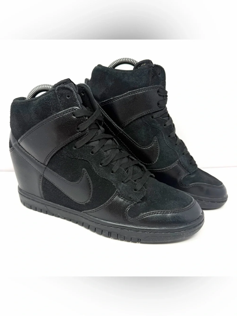 Nike Women’s Dunk Sky Hi Hidden Wedge Sneakers Sz 9 Black Suede Shoes 528899-004